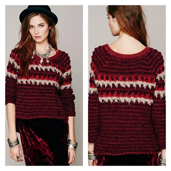 Free People Sweaters - FREE PEOPLE Fuzzy Fair Isle Sweater Cozy Oversized